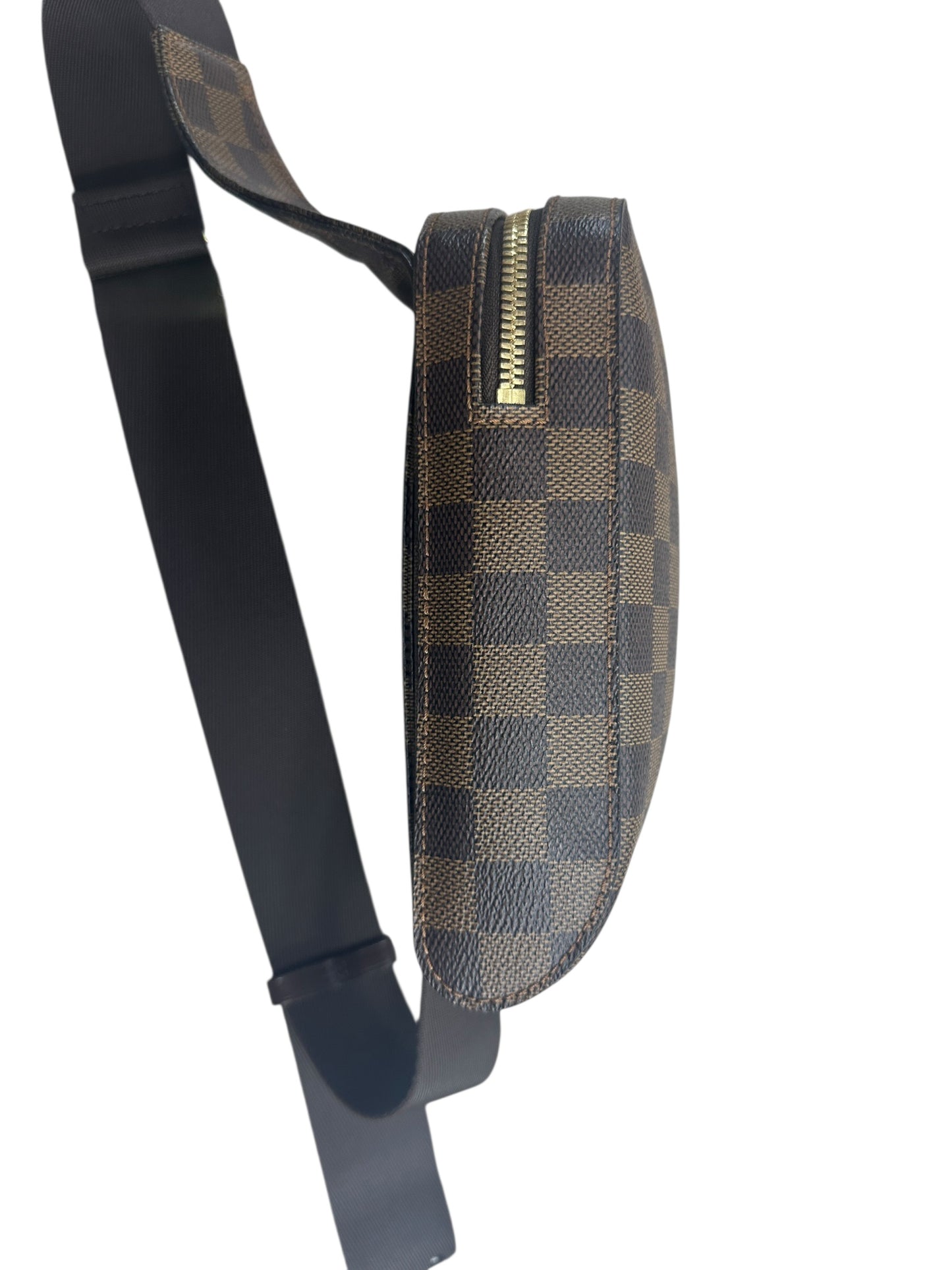 LOUIS VUITTON Damier Ebene Bumbag Belt Bag Brown Gold Hardware LO2253