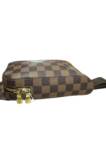 LOUIS VUITTON Damier Ebene Geronimos Belt Bag Brown Gold Hardware LO2254
