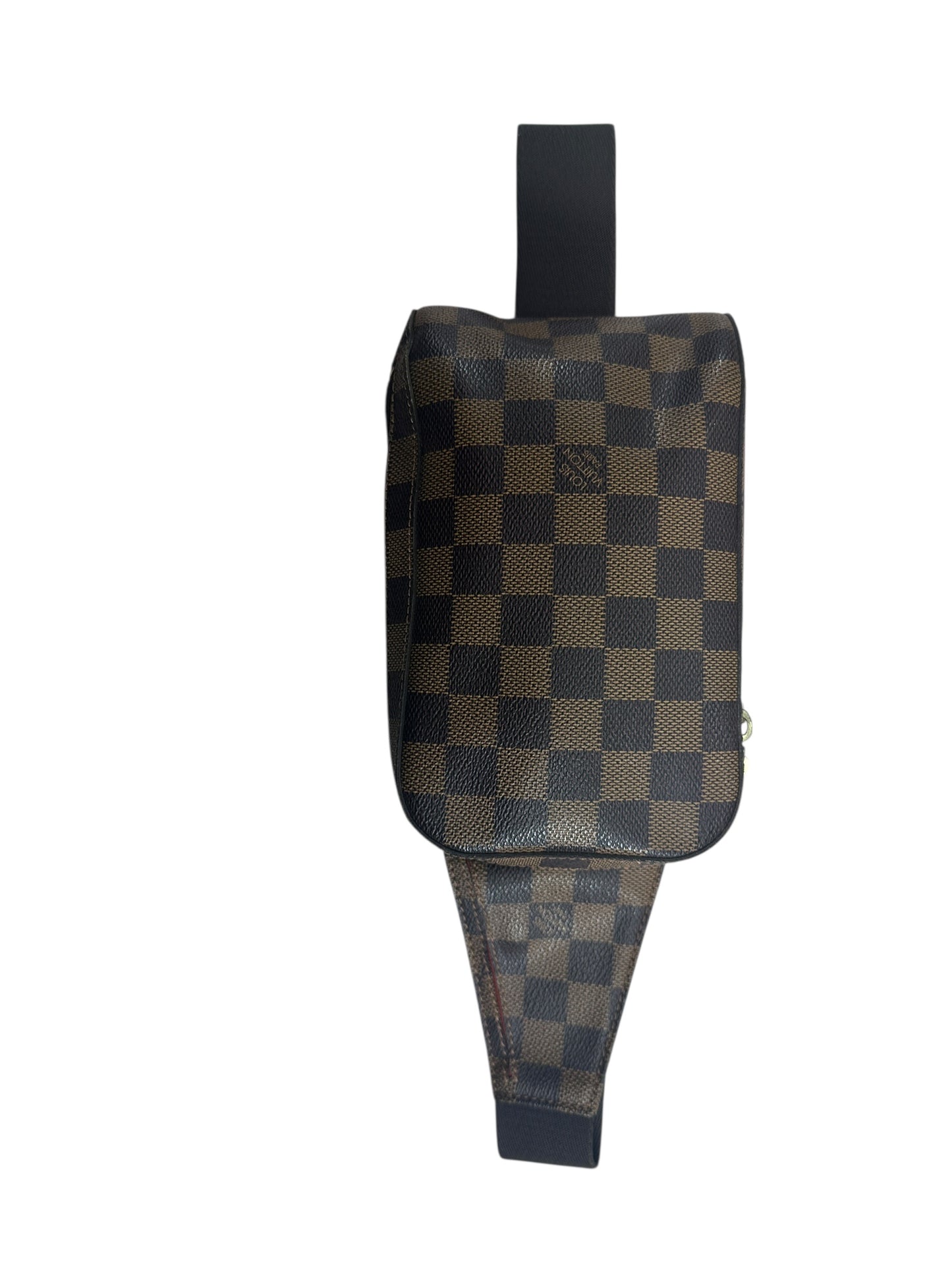 LOUIS VUITTON Damier Ebene Geronimos Belt Bag Brown Gold Hardware LO2254