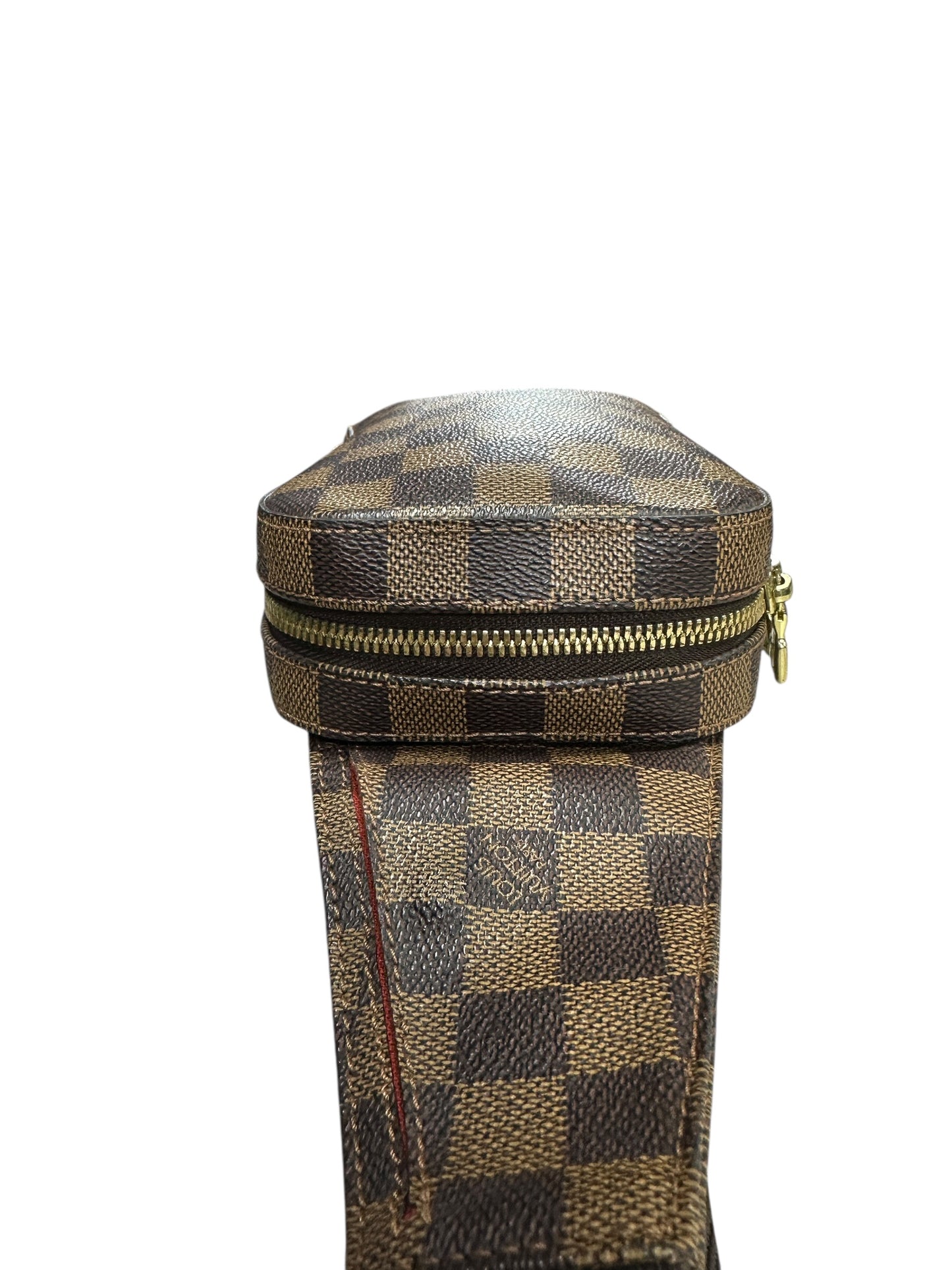 LOUIS VUITTON Damier Ebene Geronimos Belt Bag Brown Gold Hardware LO2254
