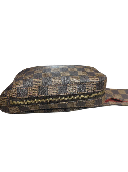 LOUIS VUITTON Damier Ebene Geronimos Belt Bag Brown Gold Hardware LO2254