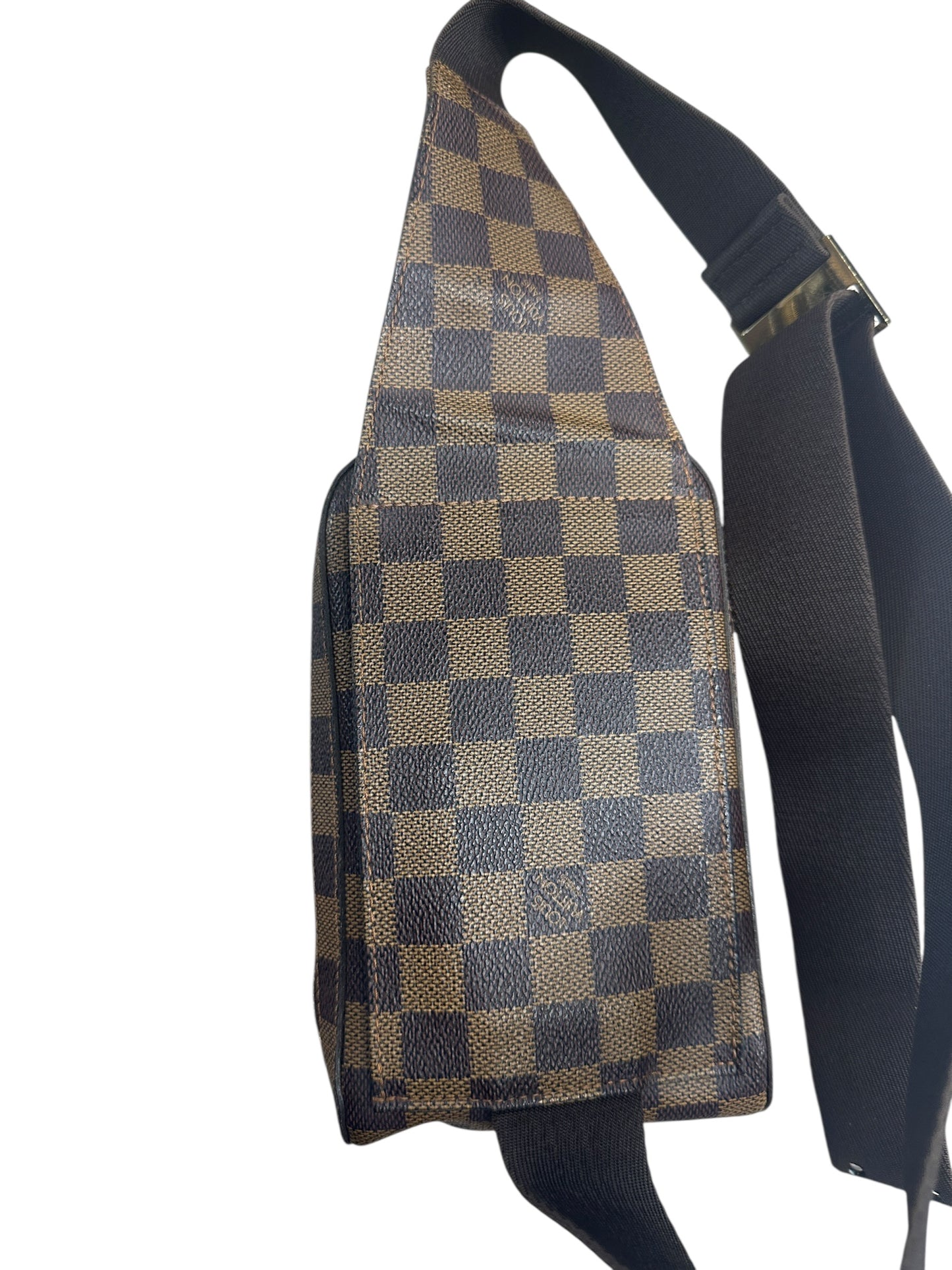 LOUIS VUITTON Damier Ebene Geronimos Belt Bag Brown Gold Hardware LO2254