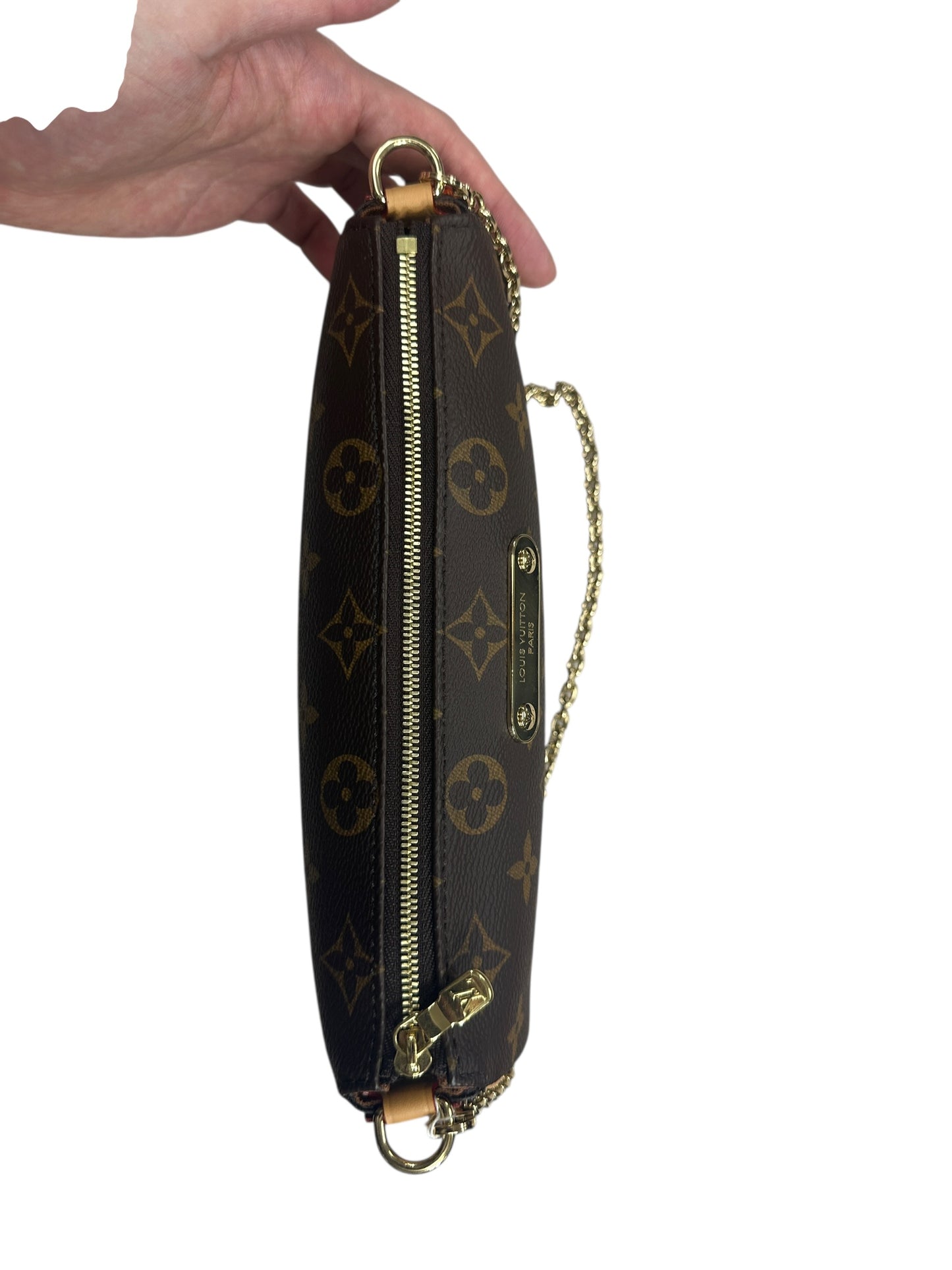 LOUIS VUITTON Monogram Eva Clutch Clutch Brown Gold Hardware LO2281