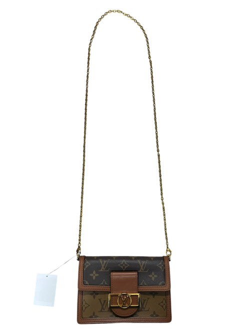 LOUIS VUITTON Monogram Reverse Dauphine Wallet on Chain Brown Gold Hardware LO2313