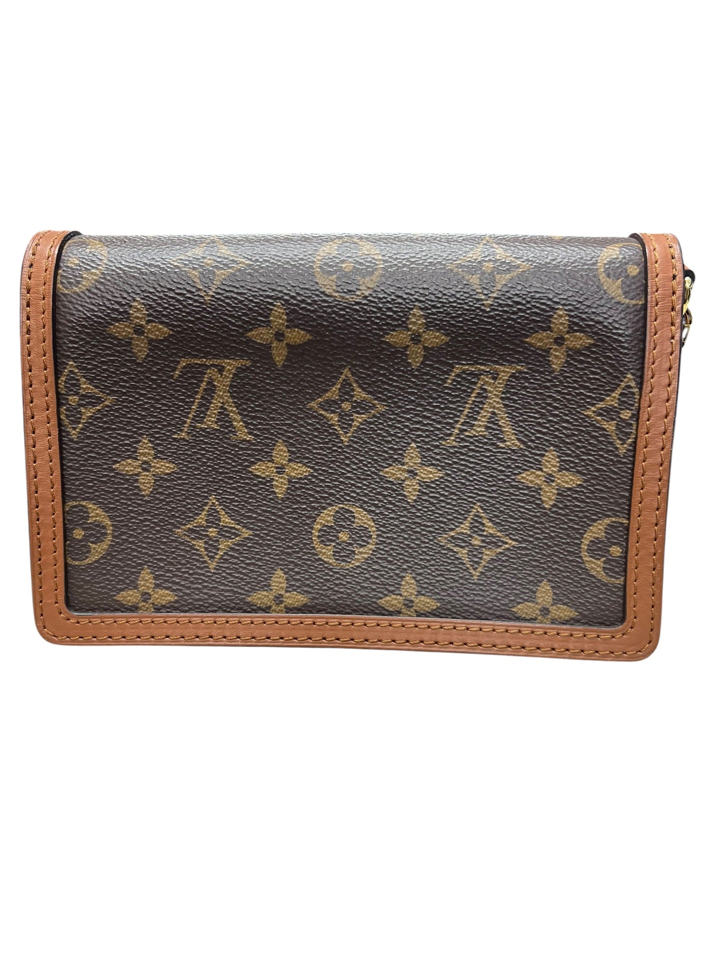 LOUIS VUITTON Monogram Reverse Dauphine Wallet on Chain Brown Gold Hardware LO2313