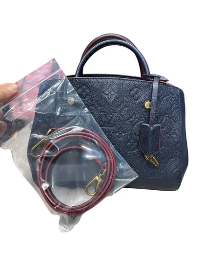 LOUIS VUITTON Monogram Empreinte Montaigne BB Handbag Navy Gold Hardware LO2311