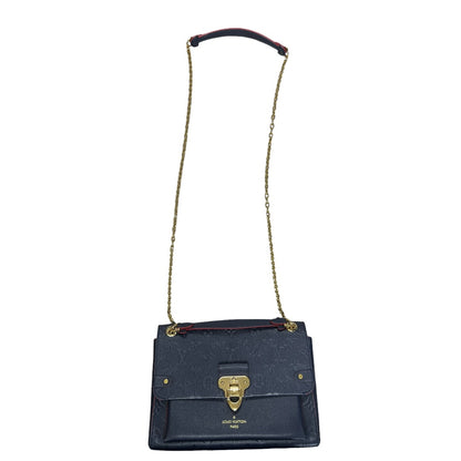 LOUIS VUITTON Monogram Empreinte Vavin PM Shoulder Bag Navy Gold Hardware LO2321