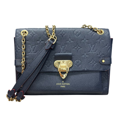 LOUIS VUITTON Monogram Empreinte Vavin PM Shoulder Bag Navy Gold Hardware LO2321
