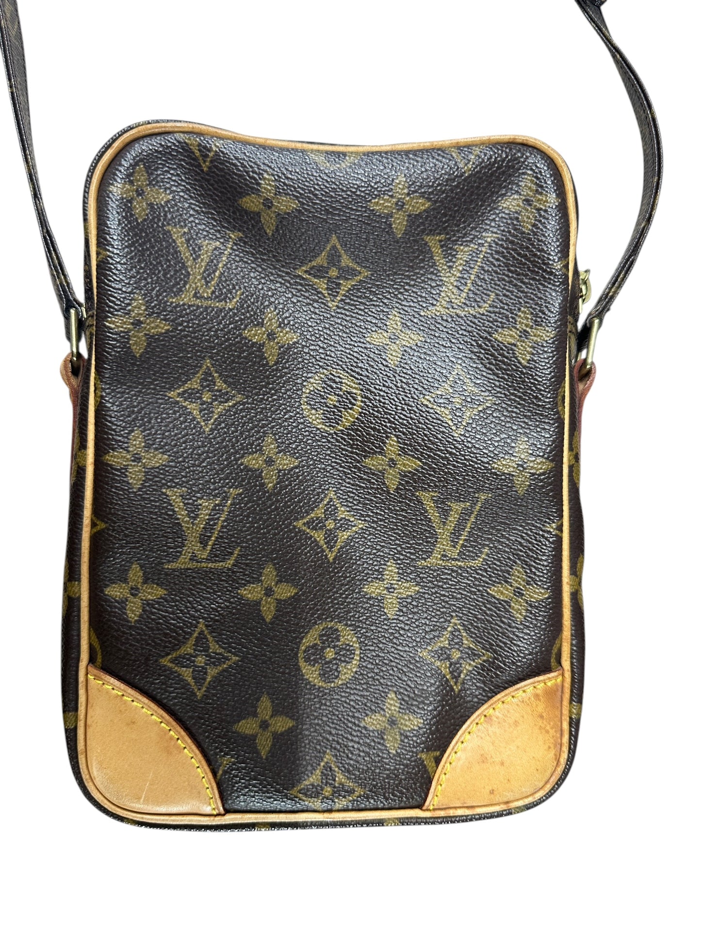 LOUIS VUITTON Monogram Danube Crossbody Bag Brown Gold Hardware LO2301