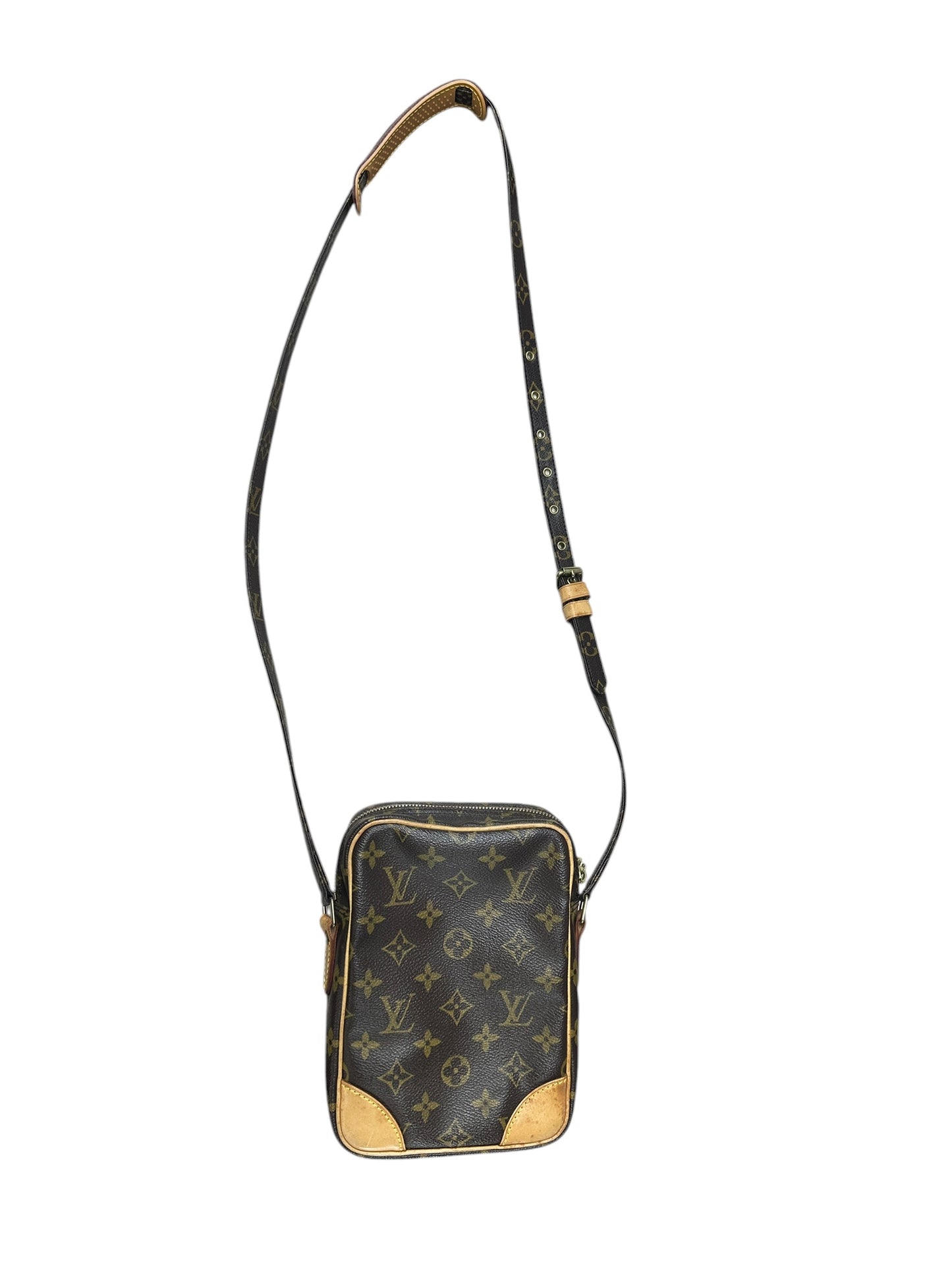LOUIS VUITTON Monogram Danube Crossbody Bag Brown Gold Hardware LO2301