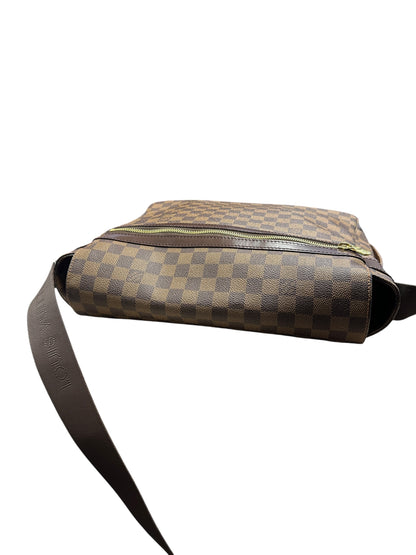 LOUIS VUITTON Damier Ebene Bastille Messenger Bag Brown Gold Hardware LO2309