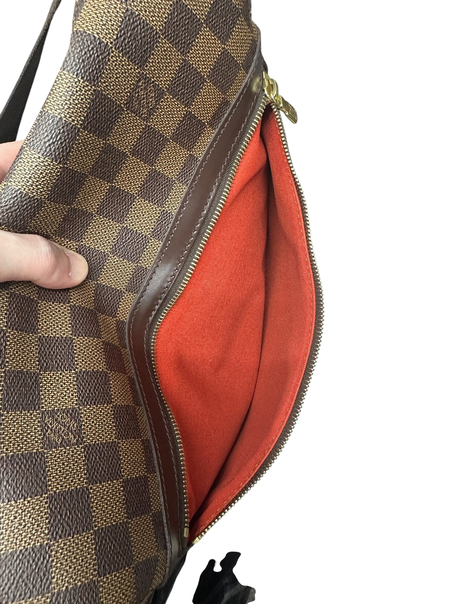 LOUIS VUITTON Damier Ebene Bastille Messenger Bag Brown Gold Hardware LO2309
