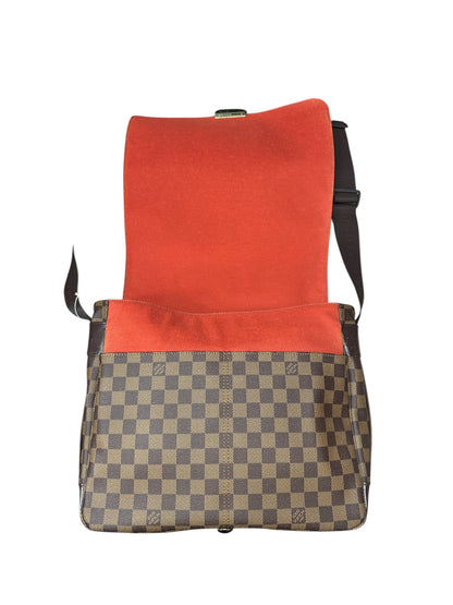LOUIS VUITTON Damier Ebene Bastille Messenger Bag Brown Gold Hardware LO2309