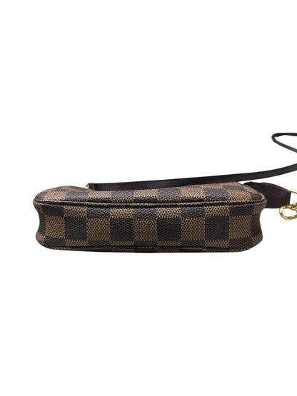 LOUIS VUITTON Damier Ebene Pochette Accessoires Wristlet Brown Gold Hardware LO2314