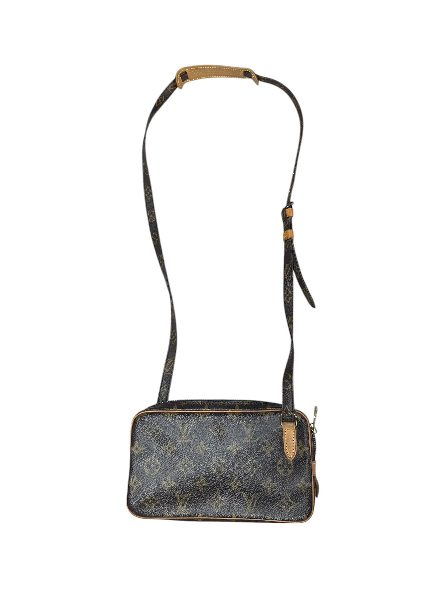LOUIS VUITTON Monogram Pochette Marly Bandouliere Crossbody Bag Brown Gold Hardware LO2315