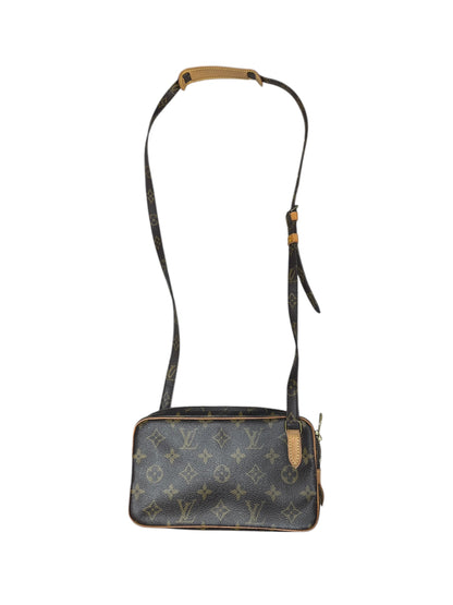LOUIS VUITTON Monogram Pochette Marly Bandouliere Crossbody Bag Brown Gold Hardware LO2315