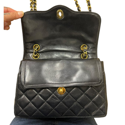 CHANEL Quilted Lambskin Paris Limited Double Flap Shoulder Bag Black Gold Hardware CH2127