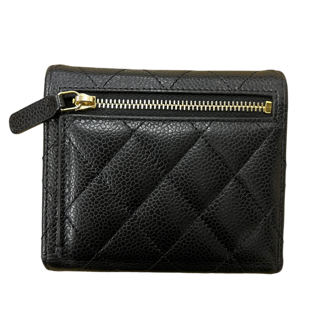 CHANEL Caviar Quilted Classic Small Flap Wallet Black Gold Hardware CH2132