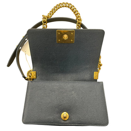 CHANEL Caviar Quilted Small Boy Shoulder Bag Black Gold Hardware CH2133