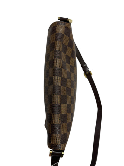 LOUIS VUITTON Damier Ebene Musette Tango Shoulder Bag Brown Gold Hardware LO2329