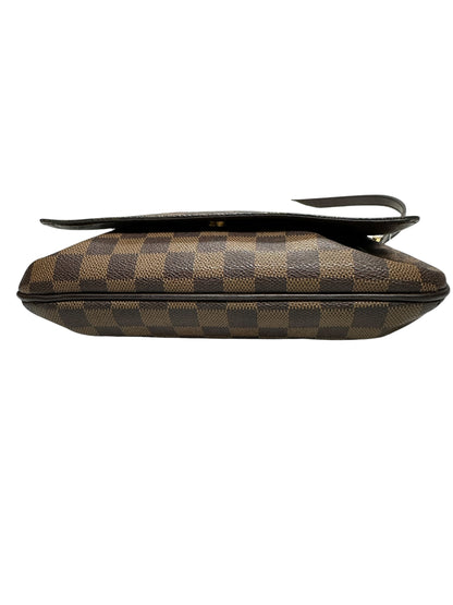 LOUIS VUITTON Damier Ebene Musette Tango Shoulder Bag Brown Gold Hardware LO2329