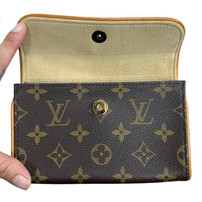 LOUIS VUITTON Monogram Pochette Florentine Waist Pouch Brown Gold Hardware LO2337