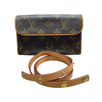 LOUIS VUITTON Monogram Pochette Florentine Waist Pouch Brown Gold Hardware LO2337