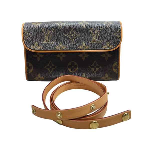LOUIS VUITTON Monogram Pochette Florentine Waist Pouch Brown Gold Hardware LO2337