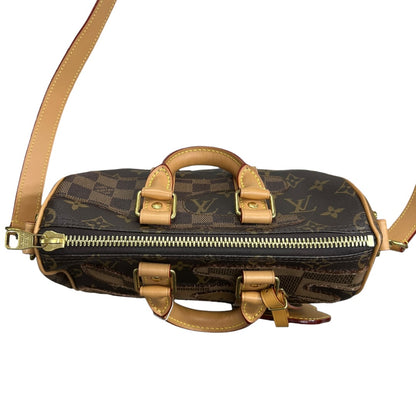 LOUIS VUITTON Monogram x Damier Giant Keepall XS Nigo Duffle Bag Brown Gold Hardware LO2327