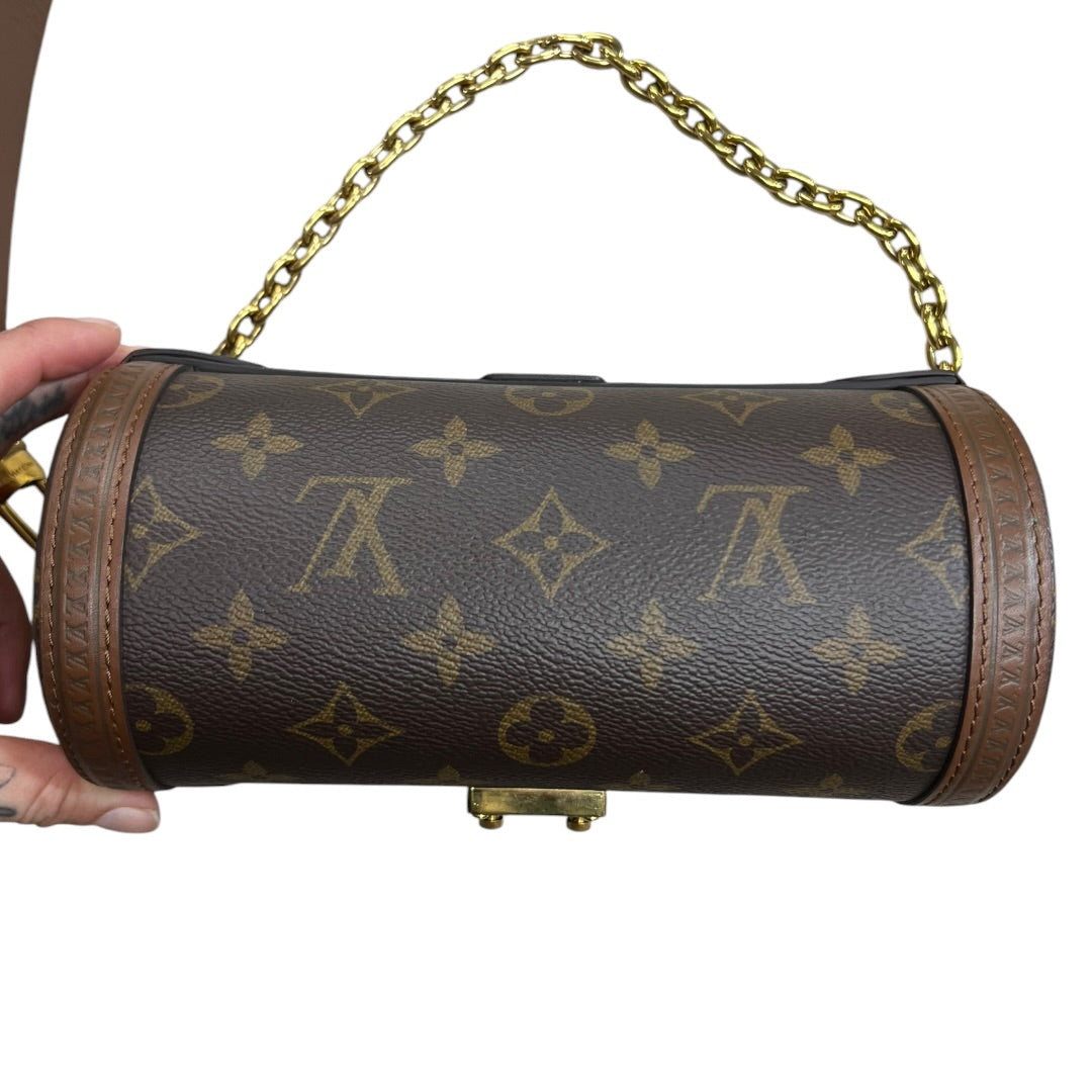 LOUIS VUITTON Monogram Papillon Trunk Shoulder Bag Brown Gold Hardware LO2359