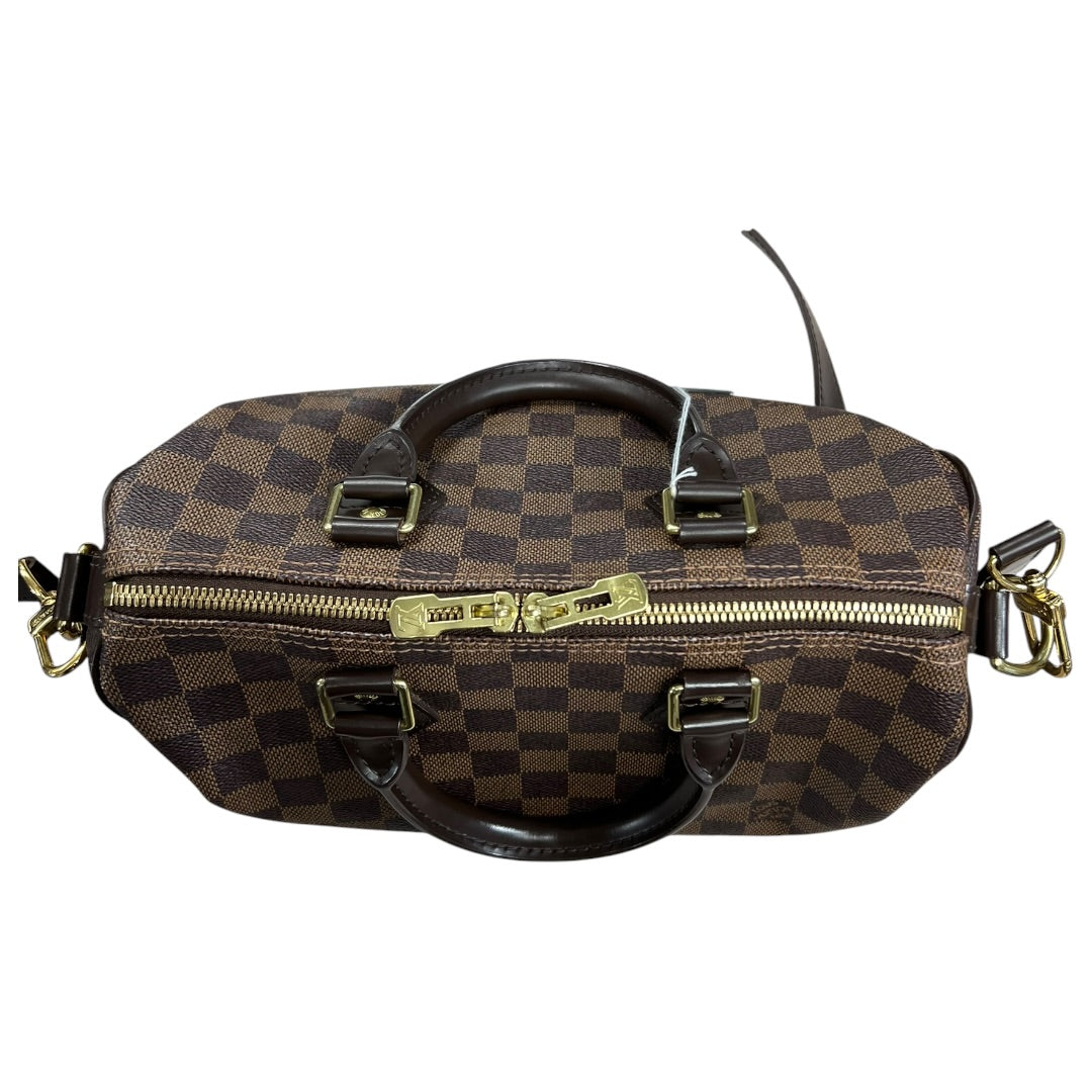 LOUIS VUITTON Damier Ebene Speedy 30 Handbag Brown Gold Hardware LO2339