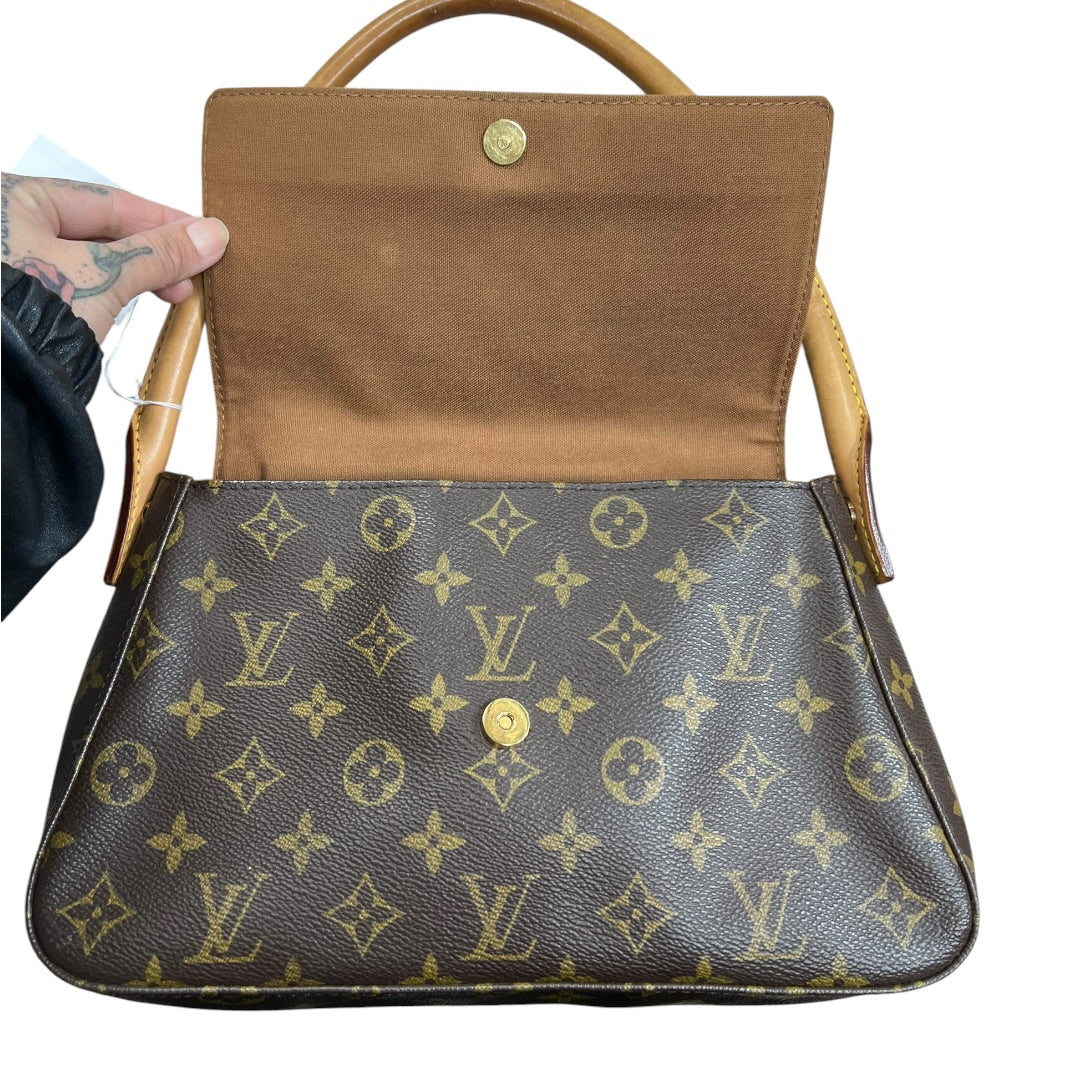 LOUIS VUITTON Monogram Looping GM Shoulder Bag Brown Gold Hardware LO2343
