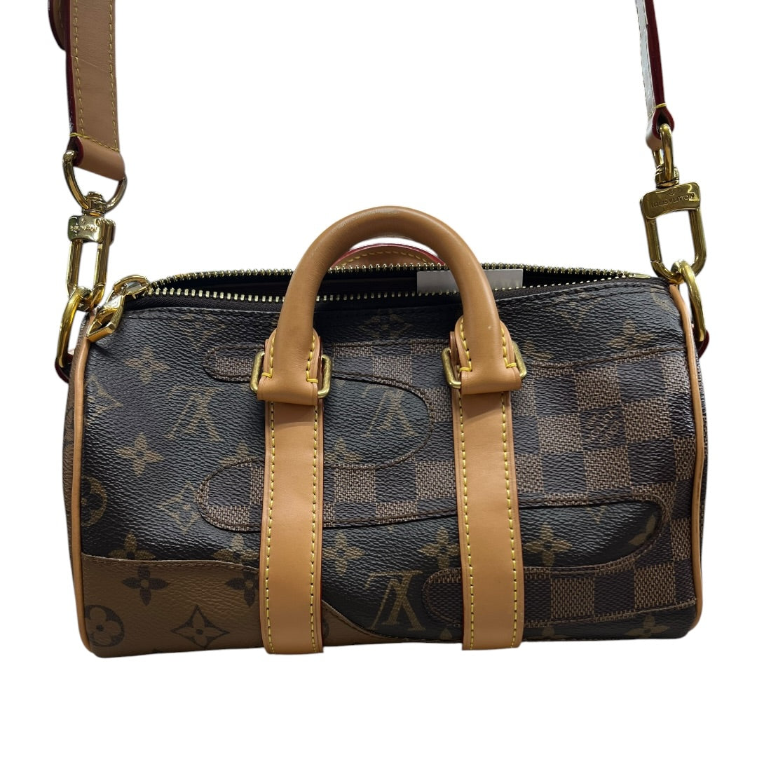LOUIS VUITTON Monogram x Damier Giant Keepall XS Nigo Duffle Bag Brown Gold Hardware LO2327