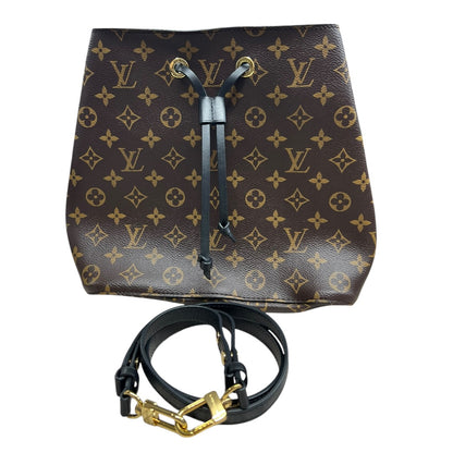 LOUIS VUITTON Monogram NeoNoe MM Bucket Bag Brown/Black Gold Hardware LO2334