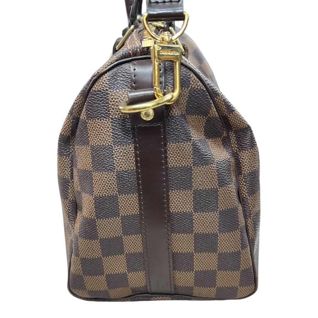 LOUIS VUITTON Damier Ebene Speedy 30 Handbag Brown Gold Hardware LO2339