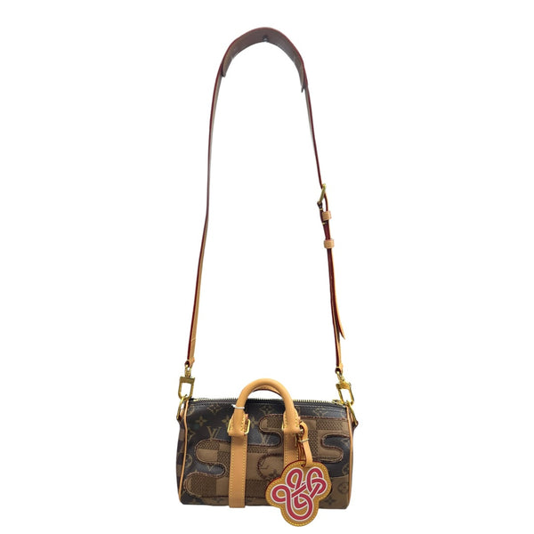 LOUIS VUITTON Monogram x Damier Giant Keepall XS Nigo Duffle Bag Brown Gold Hardware LO2327