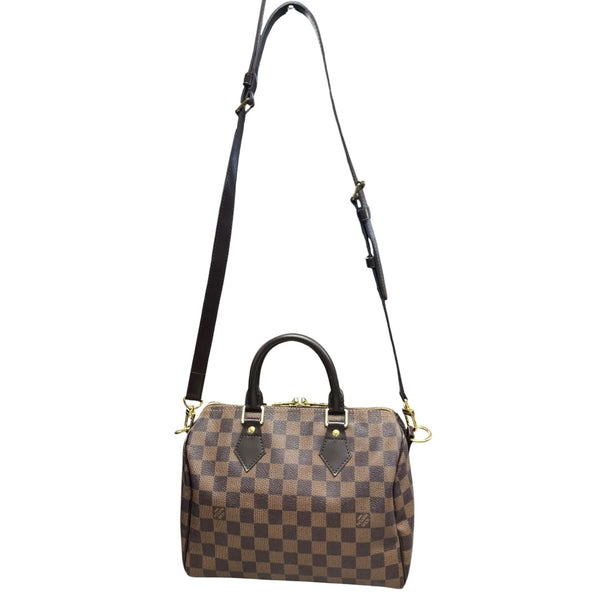 LOUIS VUITTON Damier Ebene Speedy 30 Handbag Brown Gold Hardware LO2339