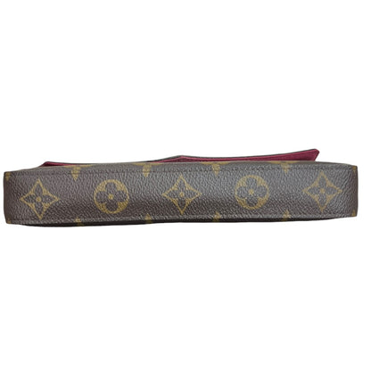 LOUIS VUITTON Monogram Felicie Pochette Chain Wallet Brown Gold Hardware LO2336