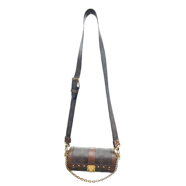 LOUIS VUITTON Monogram Papillon Trunk Shoulder Bag Brown Gold Hardware LO2359