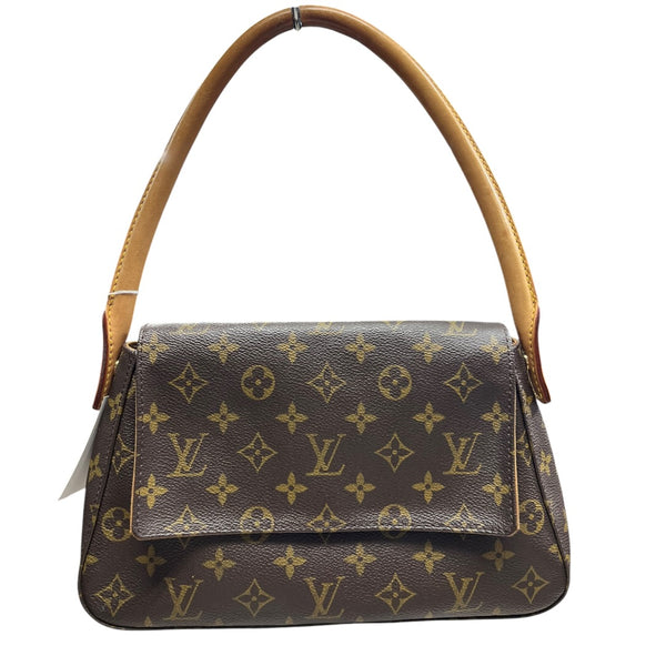 LOUIS VUITTON Monogram Looping GM Shoulder Bag Brown Gold Hardware LO2343