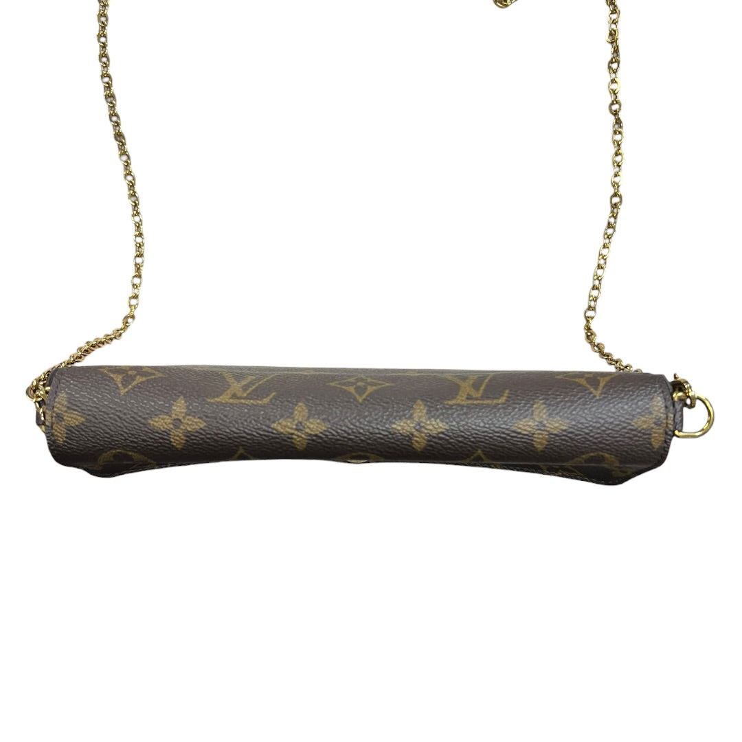 LOUIS VUITTON Monogram Felicie Pochette Chain Wallet Brown Gold Hardware LO2336