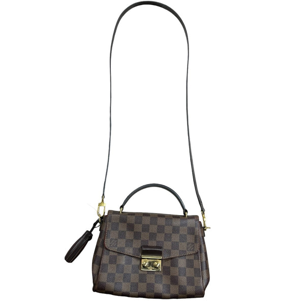 LOUIS VUITTON Damier Ebene Croisette Handbag Brown Gold Hardware LO2333