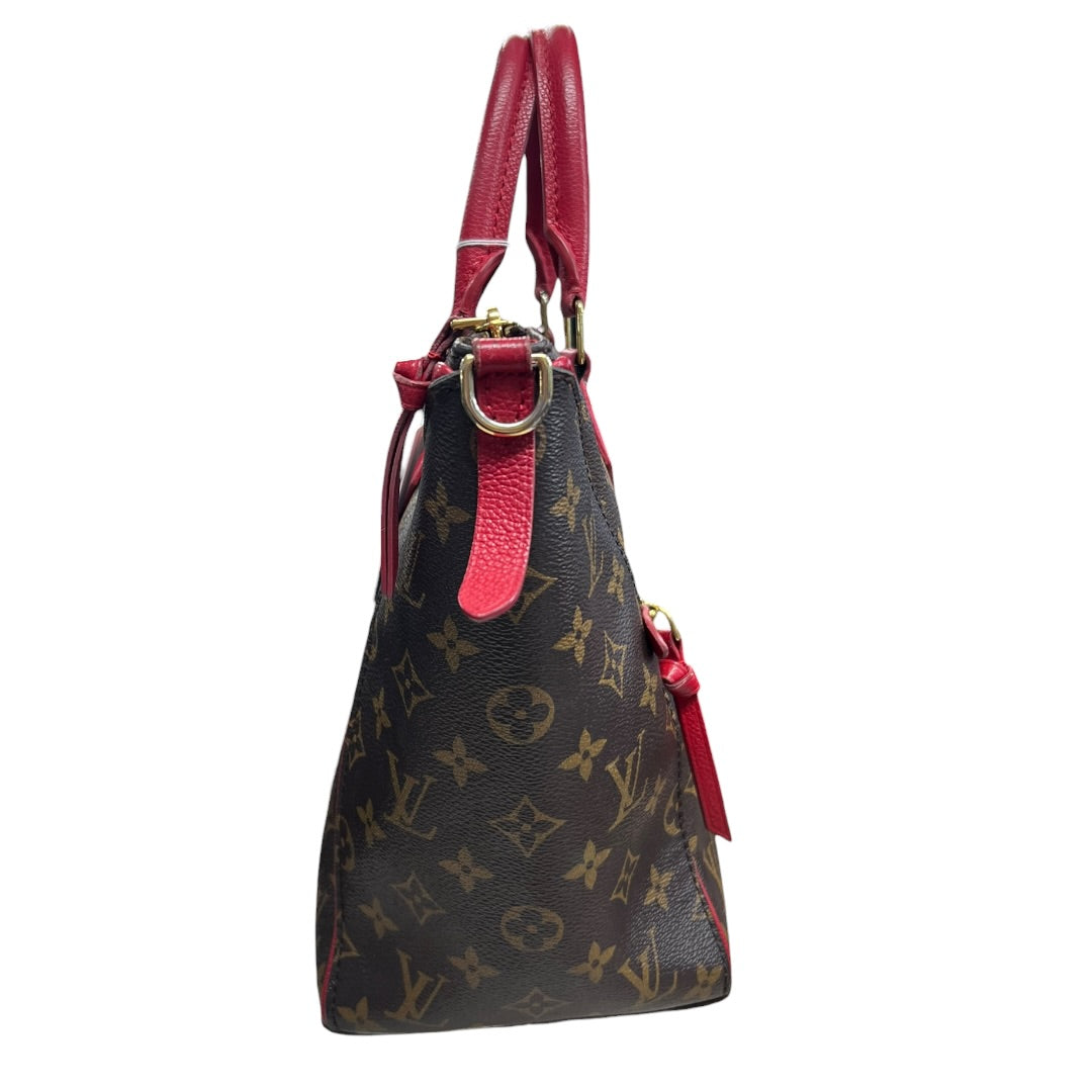 LOUIS VUITTON Monogram Sac Plat Tote Bag Brown/Red Gold Hardware LO2328