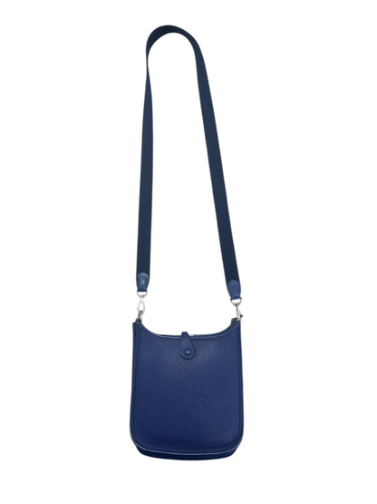 HERMES Togo Evelyne TPM Crossbody Bag Bleu Saphir Silver Hardware HE422