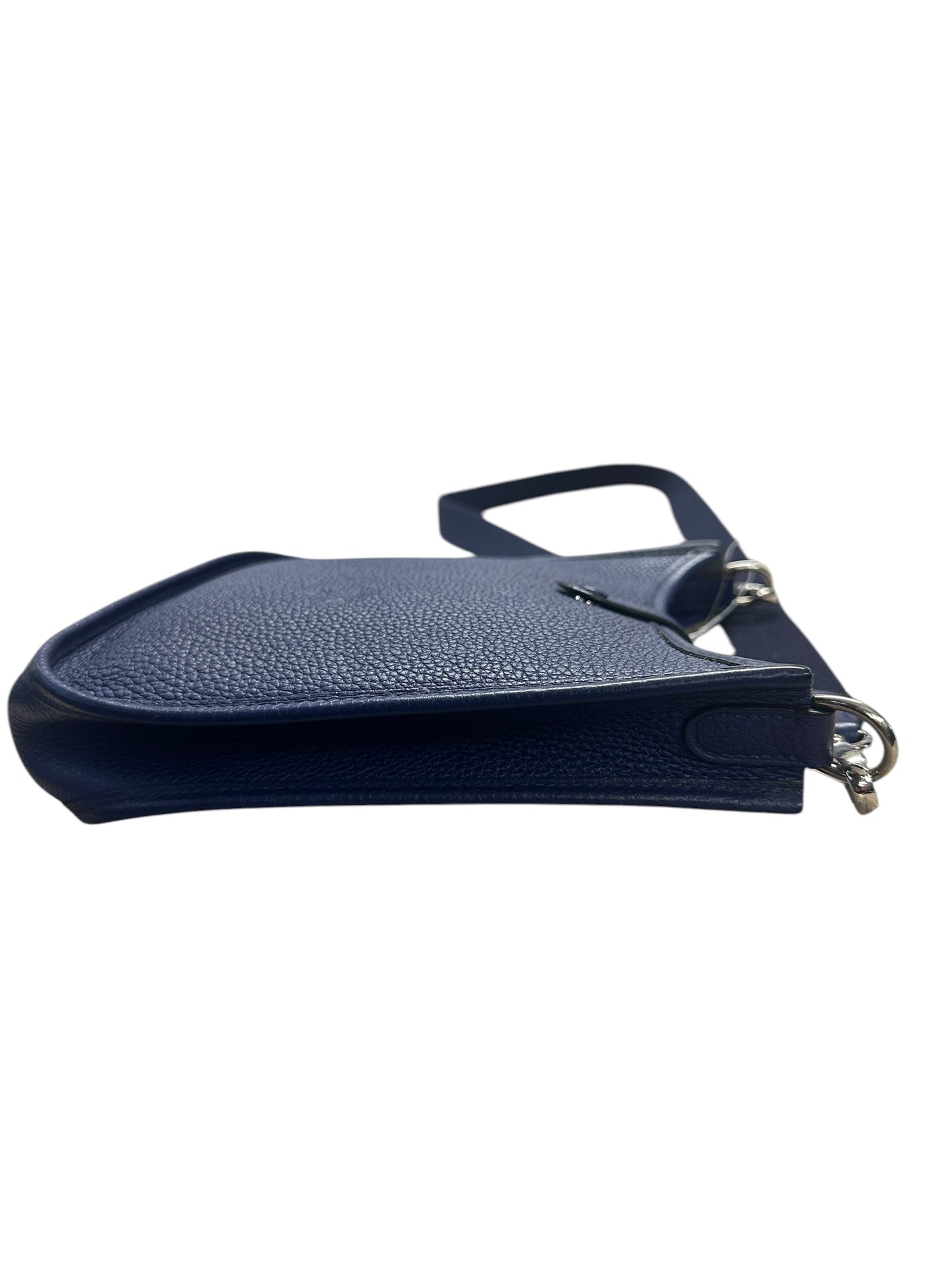 HERMES Togo Evelyne TPM Crossbody Bag Bleu Saphir Silver Hardware HE422