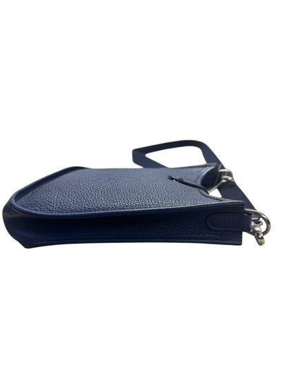 HERMES Togo Evelyne TPM Crossbody Bag Bleu Saphir Silver Hardware HE422