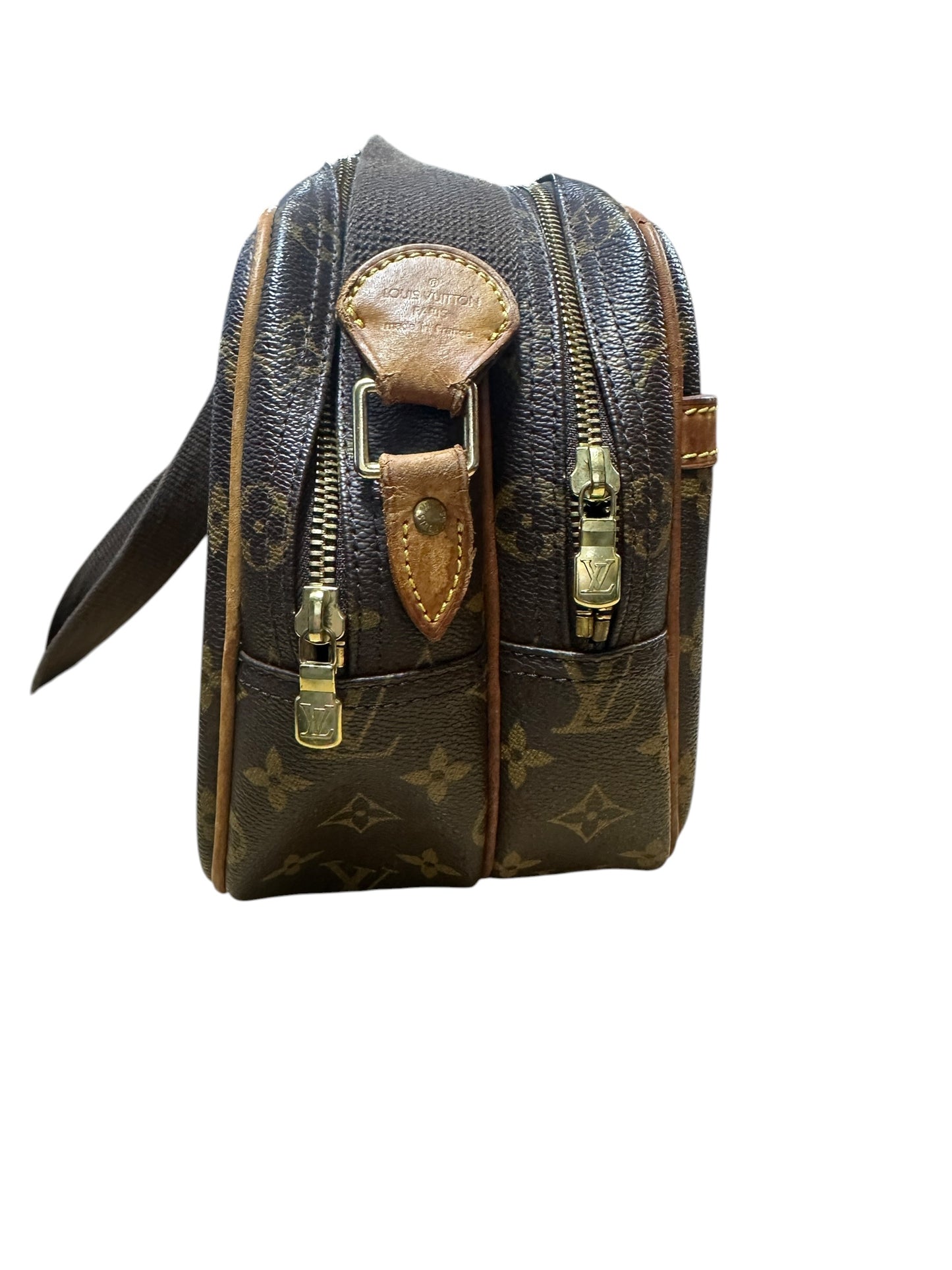 LOUIS VUITTON Monogram Reporter PM Crossbody Bag Brown Gold Hardware LO2360A