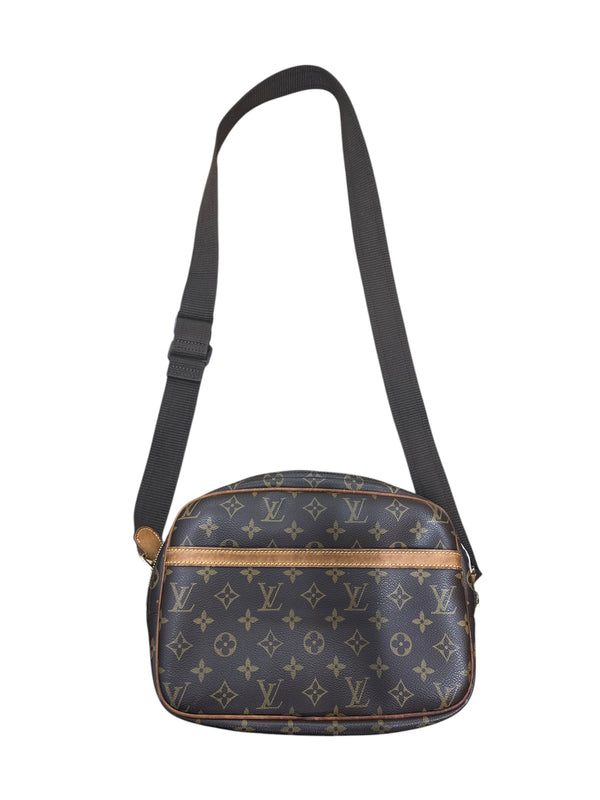 LOUIS VUITTON Monogram Reporter PM Crossbody Bag Brown Gold Hardware LO2360