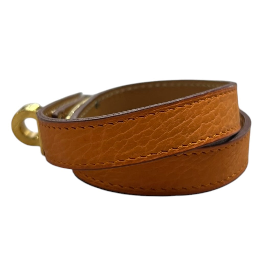 HERMES Kelly Double Tour Bracelet Orange Leather Gold Hardware HE448