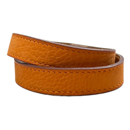 HERMES Kelly Double Tour Bracelet Orange Leather Gold Hardware HE448